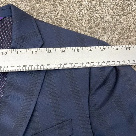 Ted Baker Endurance Sport Coat‎ Blazer Men's 38R Jay Plaid Wool Blue Canada Made